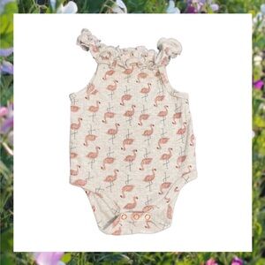TAHARI Baby Girls Gray Flamingo Onesie